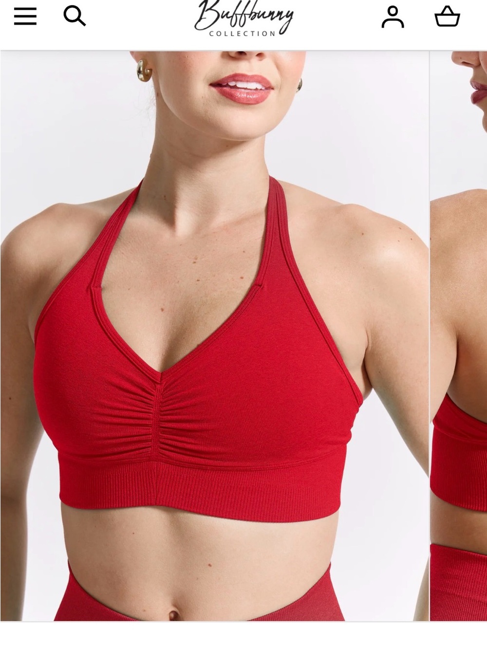 BuffBunny Red Ruched Racerback Sports Bra